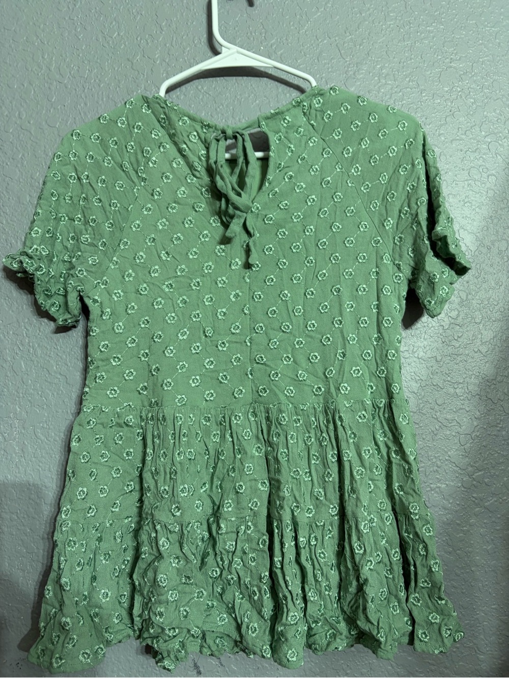 Altar'd State Sage Green Floral Peplum Tie-Back Top - Picture 3 of 4